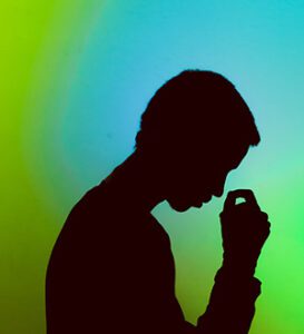 Stressed male silhouette