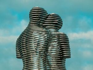 couple sculpture of foreplay