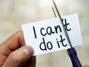 Paper I can't do it with T being cut away making I can do it.